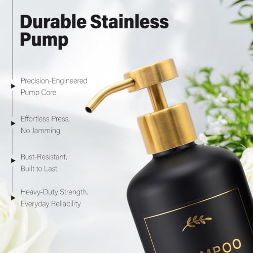 Prus Waso Shampoo Dispenser for Shower, Black & Gold - color: Black & Gold