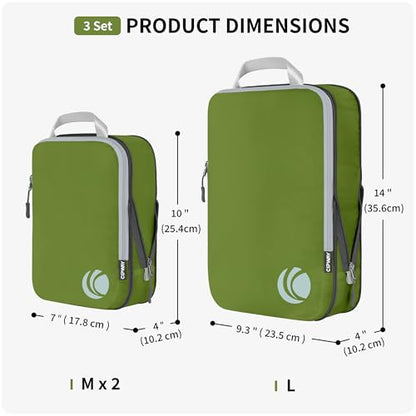 Cipway Compression Packing Cubes Set (Green 3pcs) - color: Green, size: 3PCS