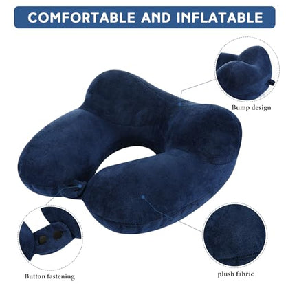 Sintuff 2 Inflatable Neck Pillow Airplane Travel, Light Gray and Dark Blue - color: Light Gray and Dark Blue