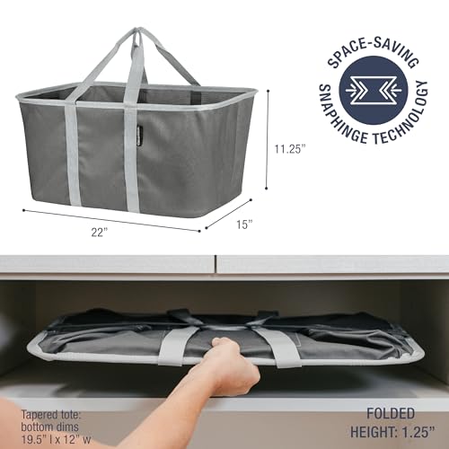CleverMade Collapsible Fabric Laundry Baskets - Foldable Pop Up Storage Container Organizer Bags - Large Rectangular Space Saving Clothes Hamper Tote with Carry Handles, Pack of 2, Charcoal - color: Charcoal Gray
