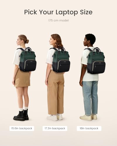 LOVEVOOK Laptop Backpack Women Quilted Teacher Nurse Work Backpack Purse - color: Green Black, size: 18 inch-Cup