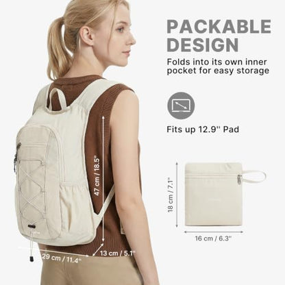 G4Free 20L Lightweight Packable Hiking Backpack for Women Men - color: Beige