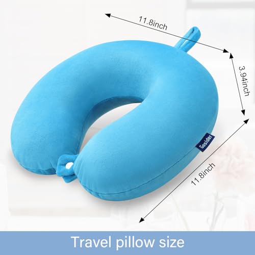 Travel Pillow, Memory Foam Airplane Pillow, Lake Blue - color: Lake Blue