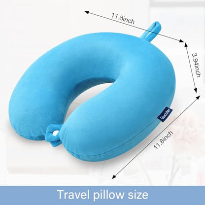 Travel Pillow, Memory Foam Airplane Pillow, Lake Blue - color: Lake Blue