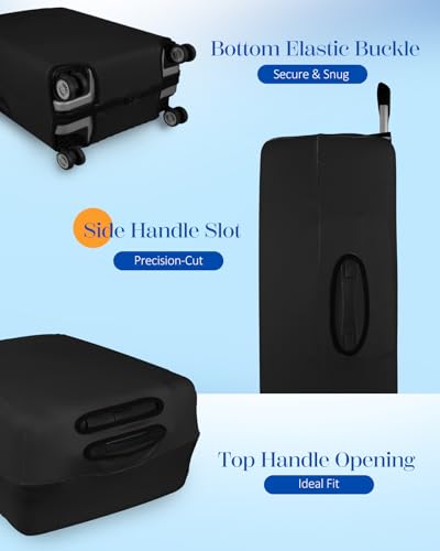 Slohif Luggage Cover for Suitcase Tsa Approved Protector - Black Luggage Sleeve Large Suit Case Cover Travel Stretch Baggage Case Protective Washable Fit 21-23 Inch - size: S-(21-23) Inch, style: Black