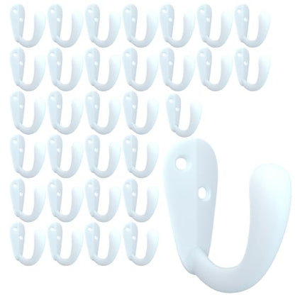 CBWLWJ 32 Pack Coat Hooks Wall Mounted Single Prong Robe Wall Hooks for Hanging Towel Hooks for Living Room, Bathroom, Kitchen, Bedroom for Coat, Bag, Scarf, Towel, Hat, Key, Cup (White) - color: White