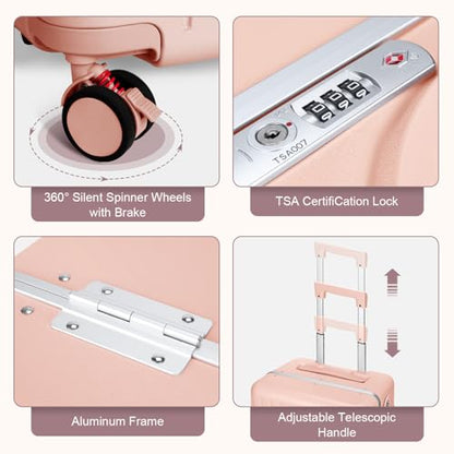 MRPLUM Ride On Luggage with Foldable Seat&Seat Belt,Pink - color: Pink