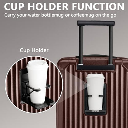 Joyway Carry On Luggage, Expandable Suitcase with Smart Cup Holder and USB Port, 20 IN Hardside Checked with TSA Lock Spinner Double Wheels (Coffe, Carry-On 20-Inch) - color: Coffee, size: Carry-On 20-Inch