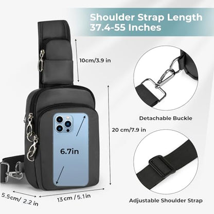 BROADREAM Sling Bag, Crossbody Bag with Anti-Theft Lock Zipper, RFID Blocking & Water Resistant for Travel Work Sport - color: Gray