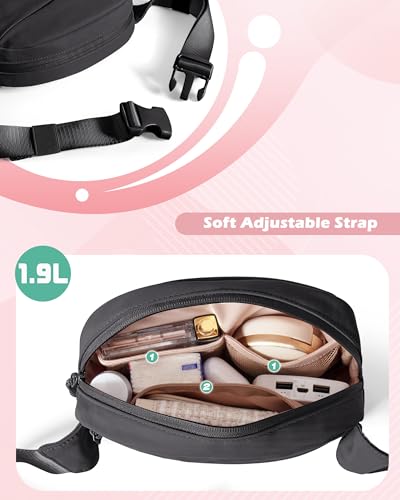 Smasrob Fanny Pack for Women, Crossbody Sling Bag Waist Bag with Pockets - color: Black