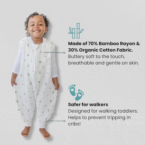 Dreamsuit: Toddler Sleep Sack with Legs, Rayon Made from Bamboo - color: Cactus, size: 3-4T