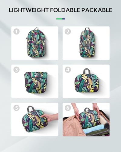 WATERFLY Small Lightweight Packable Hiking Backpack Foldable Travel Daypack - color: J-print, size: 25L