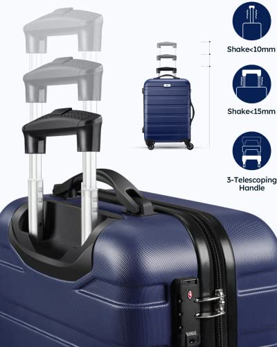 Suitour Hard Sided Luggage Sets 2 piece With Spinner Wheels,20"/24 inch Suitcases with Wheels TSA - color: Deep Blue, size: 2-Piece Set (20/24)