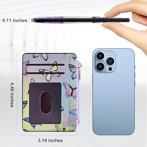 Tipmile Womens Credit Card Holder Wallet, Small Slim RFID Blocking Sleeve - color: Butterfly