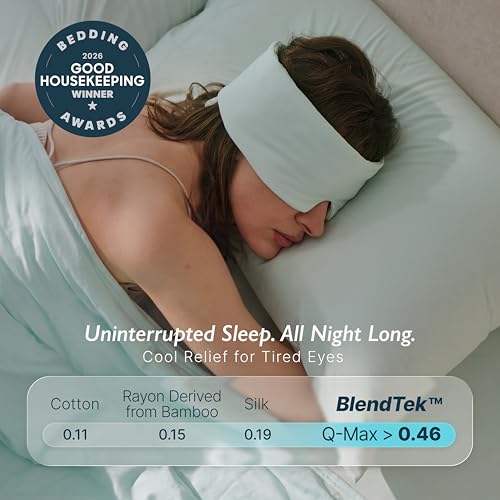 Breescape Cooling Silky Eye Mask, Instant Cool-to-Touch Fabric with Silent Closure, Full-Coverage Light Blocking, Adjustable Soft & Breathable Design for Ultimate Sleep Comfort, Comes with Travel Bag - color: Mint Green