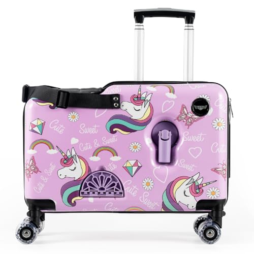 Younglingz LIL FLYER GO Version 2 Ride On Suitcase for Kids | Carry On Luggage with Toddler Seat, Foldable Handlebars, Pedals, and Removable Wheels | Holds up to 80 lbs | Glam | Ages 2-6 - color: Glam V2