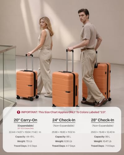 Coolife Carry On Luggage Hardside Suitcase with Spinner Wheels, 20in - color: Haze Mandarin2.0, size: Carry On(20in)