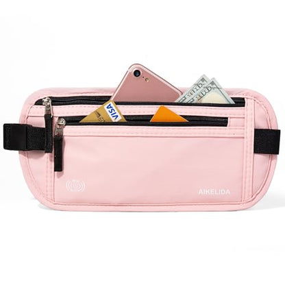 Money Belt - Slim Passport Holder RFID Blocking Travel Wallet Undercover Fanny Packs for Men Women - Pink - color: D Pink