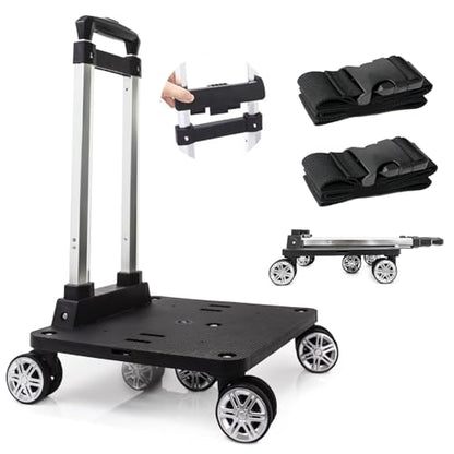 Backpack Trolley with 5 Swivel Wheels, Large Base Folding Luggage Cart - size: 5 Wheels with Larger Base