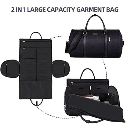 Convertible 2-in-1 Garment Bag for Travel With Toiletry Bag for Women & Men - color: G-black Houndstooth
