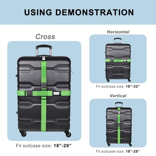Luggage Straps for Suitcases, Stretchable TSA Approved Suitcase Connector Straps, Heavy Duty Luggage Attachment Belt, Adjustable Suitcase Strap Belt 2 Pack