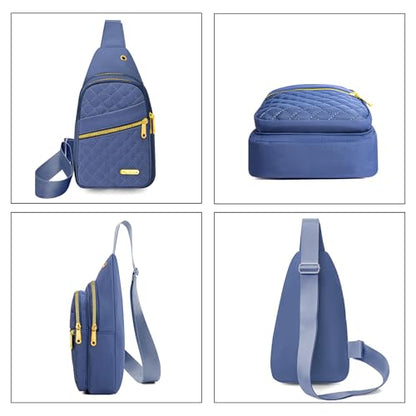 Aisijimo Small Sling Bag For Women Men Casual Crossbody Sling Backpack - color: Blue-8003