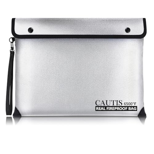 6500℉ Upgraded Fireproof Document Bag A4 Size (Silver)