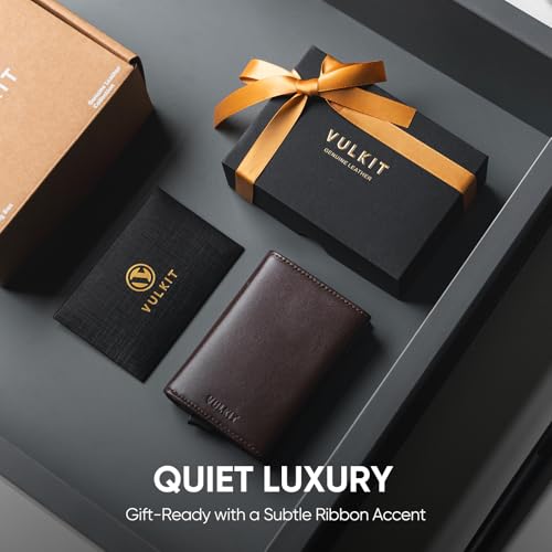 VULKIT Pop up Card Wallet Minimalist Cash Wallets RFID Blocking Leather Smart Credit Card Holder with ID window for Men - color: Top-Grain Cowhide Epresso