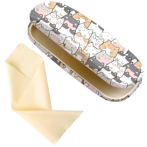 Glasses Case Hard Shell,Portable Protective Eyeglasses Case, Eyeglass Holder Box with Cleaning Cloth, for men women - color: Cat