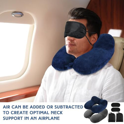 Sintuff 2 Inflatable Neck Pillow Airplane Travel, Blue and Dark Gray - color: Blue and Dark Gray