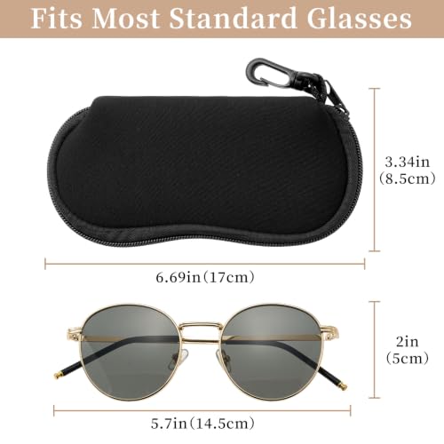 WOZEAH Double Eyeglass Case with 2 Compartments, Travel Eyewear Organizer for Two Pairs of Glasses - color: Black2