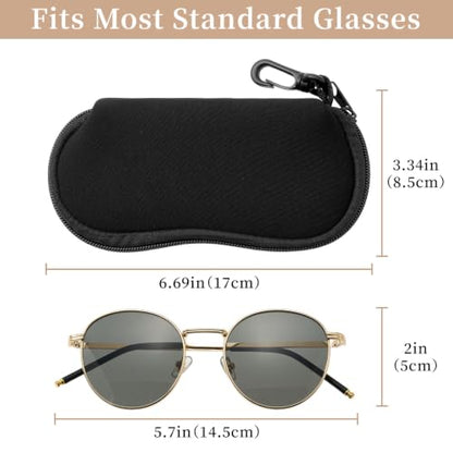 WOZEAH Double Eyeglass Case with 2 Compartments, Travel Eyewear Organizer for Two Pairs of Glasses - color: Black2