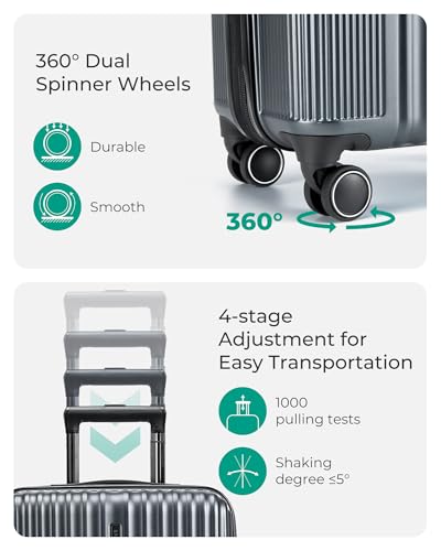 BAGSMART Expandable Carry On Luggage 22x14x9 Airline Approved, Carry-On Suitcase, Grey - color: Grey