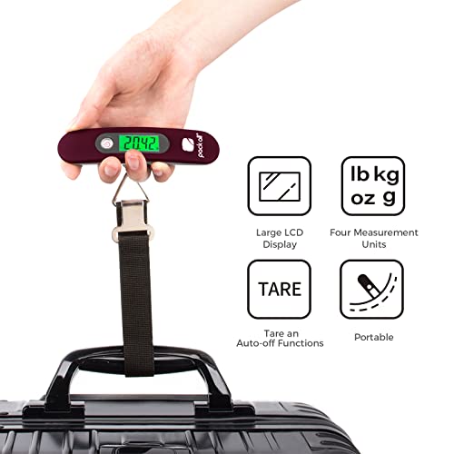 pack all Digital Luggage Scale for Travel, 110Lbs Capacity, 0.1Lb Precision - color: Red