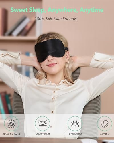 BeeVines 100% Silk Sleep Mask, Blackout Eye Masks(Black & Rich Purple) - color: 11- Black & Rich Purple
