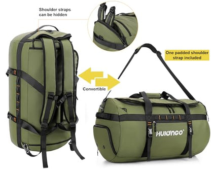 Hulongo Waterproof Duffel Bag Backpack for Men, Green, 60L - color: Green, size: 60L