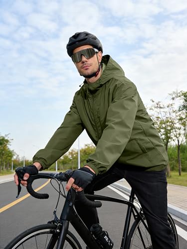 UIQUR Mens Cycling Jacket Waterproof Rain Jacket - color: Army Green, size: X-Large