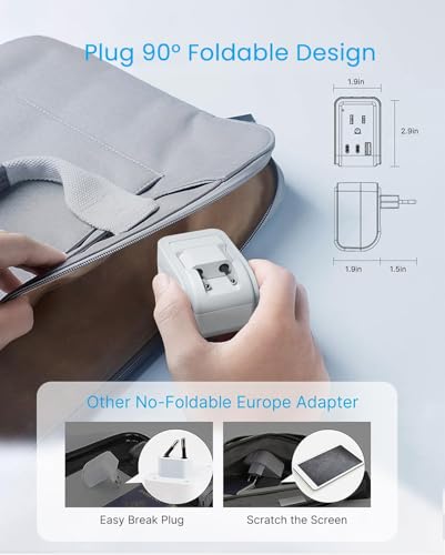 VINTAR 2 Pack European Travel Plug Adapter, Type C Foldable Power Adaptor - style: 17W-Type C - Most of Europe