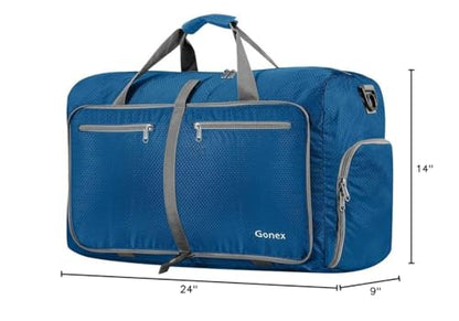 Gonex 60L Foldable Travel Duffle Bag with Shoe Compartment, Lightweight - color: Deep Blue, size: 60L