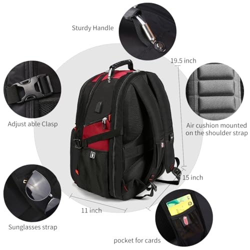 SHRRADOO Large Travel Laptop Backpack for Women, Work College Backpacks - color: Red