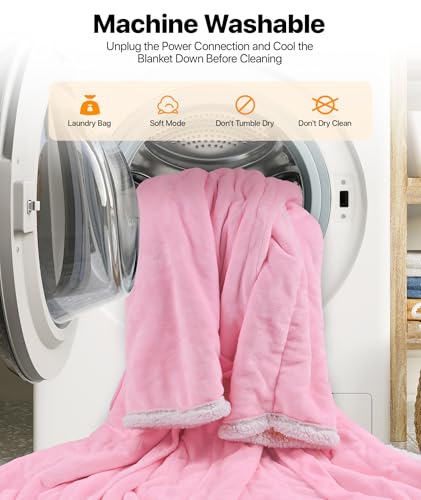 SIHOHAN 50 * 70" Pink & 50 * 70" Grey Heated Throw Blanket - Heated Wearable Blanket Throw with Foot Pockets