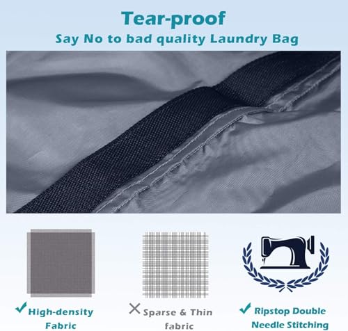 Coomee Heavy Duty Laundry Bag, 2 Pack XXL Nylon Laundry Bags with Straps - color: Black+Gray, size: 48" x 28" x 1"