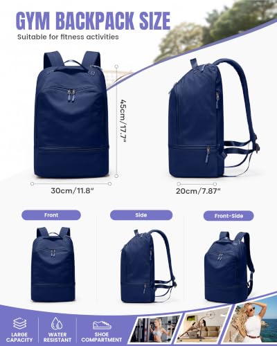 Gym Backpack for Women Lightweight Sports Casual Daypack Blue - color: D4-blue