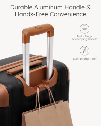 Coolife Luggage, Lightweight and Durable Hardshell, 24 in, Caramel Black - color: Caramel Black2.0, size: M(24in)