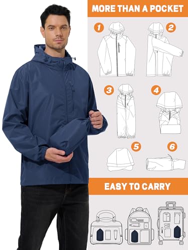 UIQUR Mens Cycling Jacket Waterproof Rain Jacket - color: Navy Blue, size: XX-Large