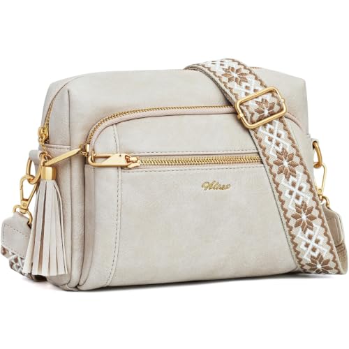 Vegan Leather Crossbody Bags for Women Anti theft Purses and Handbag - color: Beige