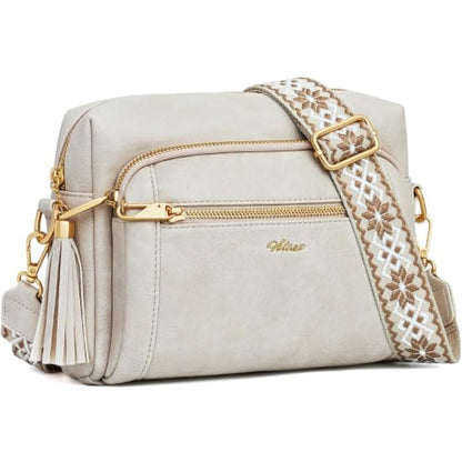 Vegan Leather Crossbody Bags for Women Anti theft Purses and Handbag - color: Beige
