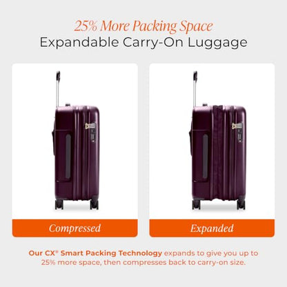 Briggs & Riley Sympatico Essential 22 Inch Hardside Carry-On Spinner, Plum - color: Plum, size: 22" Carry-On