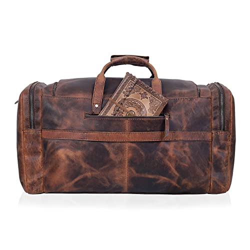 32" Vintage Duffel Classic Style with Modern Outlook Retro Thick Full Grain Cowhide Handmade Airplane Under seat Carry On Bags Leather Gym Overnight Luggage Bag - size: 32 inch