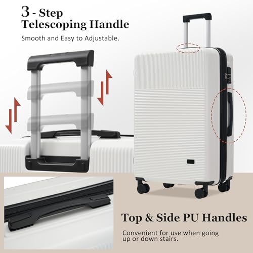 Merax Luggage Sets 5 Piece with Half-opening Hardside Suitcase Set - color: White, style: Luggage Set With Top Open 20